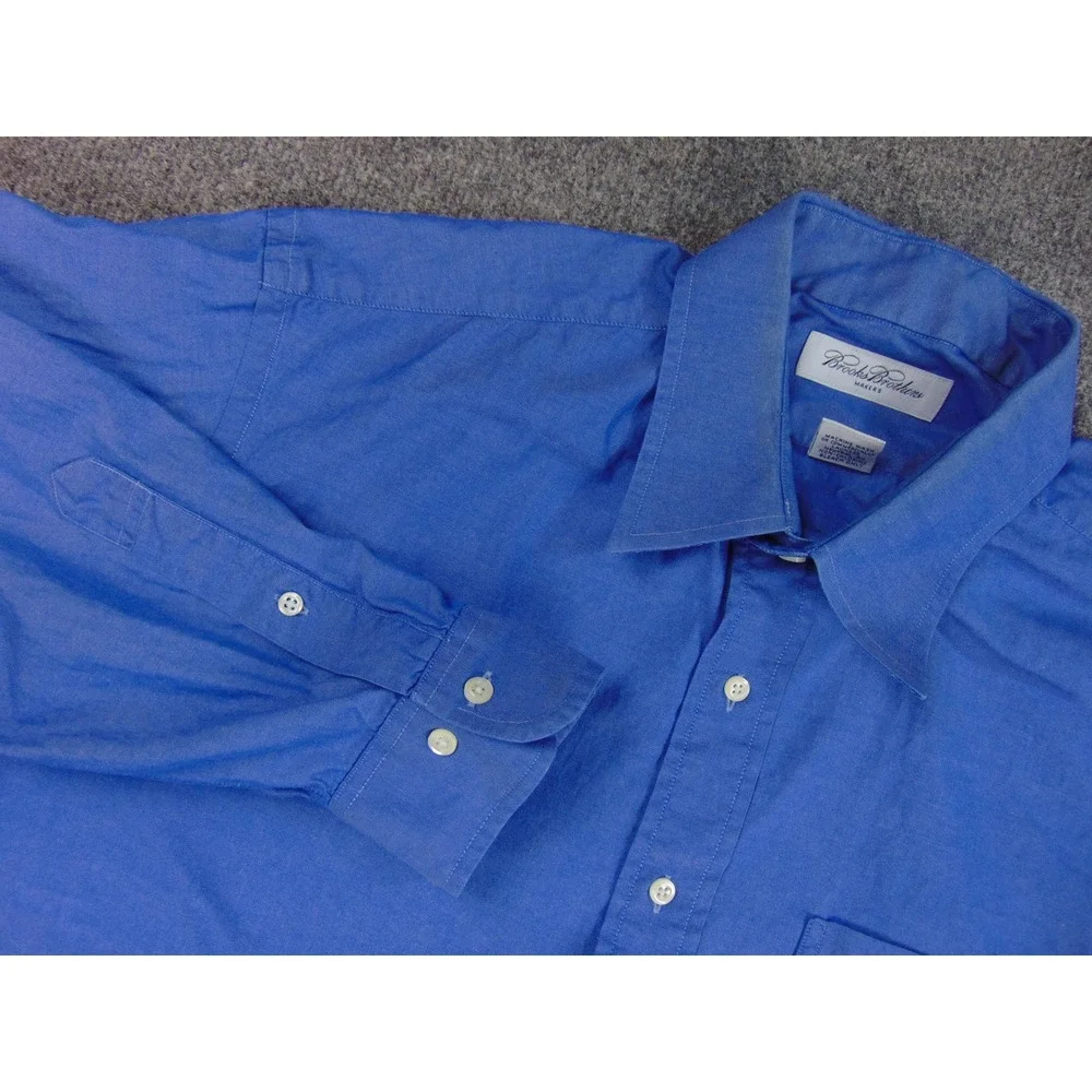 Brooks Brothers Dress Shirt Mens 17x34 Blue‎ Cotton Button Down